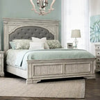 Ensemble de chambre à coucher 6 pièces avec panneaux rembourrés – Tête de lit capitonnée et garniture cloutée