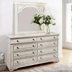 Ensemble de chambre à coucher 6 pièces avec panneaux rembourrés – Tête de lit capitonnée et garniture cloutée