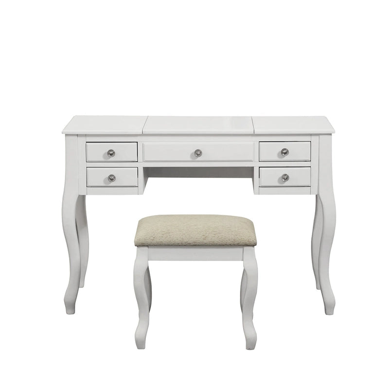 Coiffeuse avec miroir relevable et tabouret