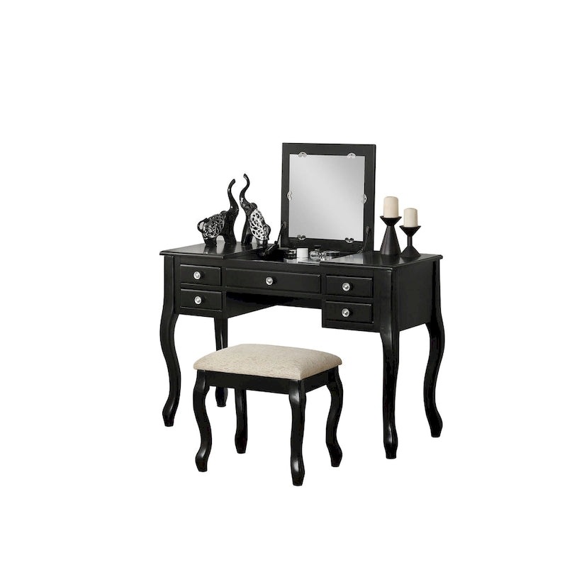 Coiffeuse avec miroir relevable et tabouret