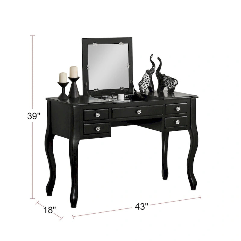 Coiffeuse avec miroir relevable et tabouret