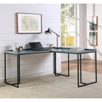 Bureau d'angle industriel 150 cm – Cadre en métal, ports USB et prise de courant