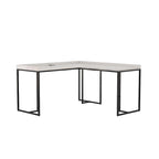 Bureau d'angle industriel 150 cm – Cadre en métal, ports USB et prise de courant