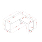 Bureau d'angle industriel 150 cm – Cadre en métal, ports USB et prise de courant