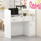 47.2 Comptoir de réception avec rangement verrouillable et table de travail