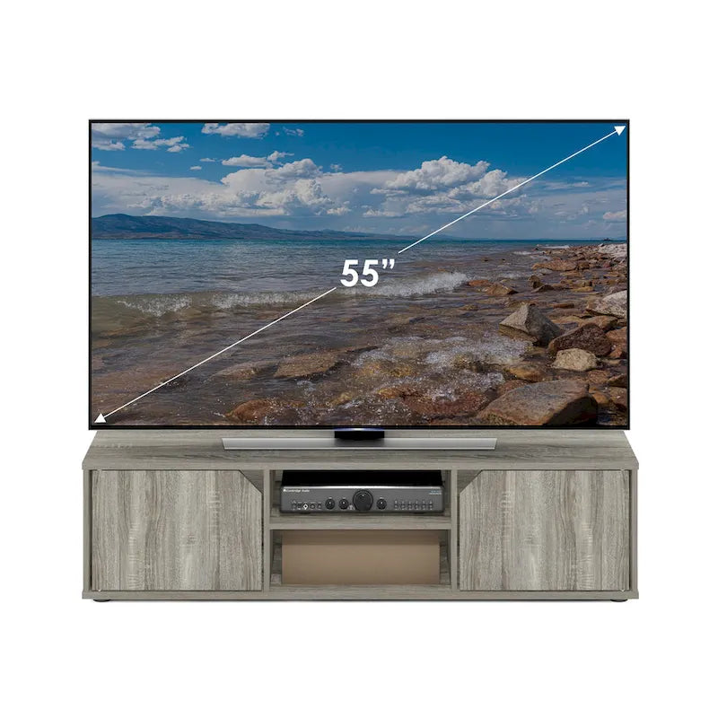 Meuble TV classique avec cheminée électrique – Convient aux téléviseurs jusqu'à 55 pouces