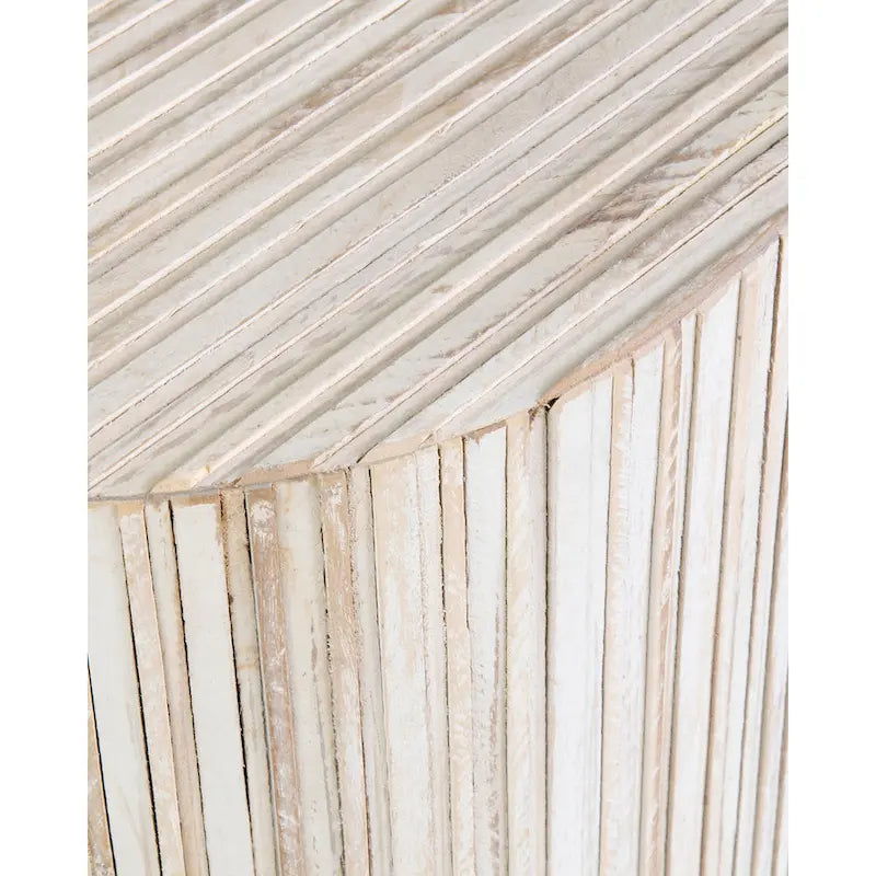 Table basse tambour East at Main en teck clair vieilli