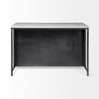Îlot de cuisine Fieri avec plateau en marbre blanc et cadre en fer massif noir - 58 l x 32 P x 37 H