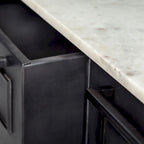 Îlot de cuisine Fieri avec plateau en marbre blanc et cadre en fer massif noir - 58 l x 32 P x 37 H