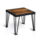 Table d'appoint carrée industrielle noire 24 pouces – Métal et bois brûlé