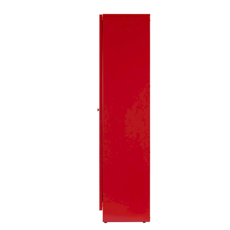 Meuble de rangement métallique Avice 59 pouces rouge à portes françaises