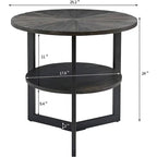 Table d'appoint ronde grande avec étagère de rangement - 25,2 po x 24 po