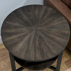 Table d'appoint ronde grande avec étagère de rangement - 25,2 po x 24 po