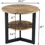 Table d'appoint ronde grande avec étagère de rangement - 25,2 po x 24 po