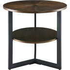 Table d'appoint ronde grande avec étagère de rangement - 25,2 po x 24 po