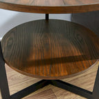 Table d'appoint ronde grande avec étagère de rangement - 25,2 po x 24 po
