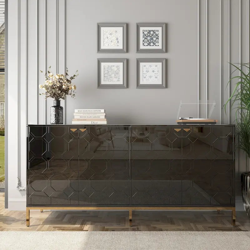 Meuble TV et buffet Clihome Storage, finition brillante