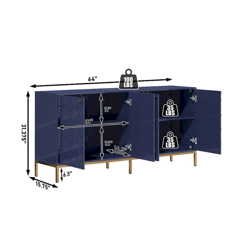 Meuble TV et buffet Clihome Storage, finition brillante
