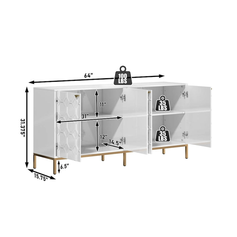 Meuble TV et buffet Clihome Storage, finition brillante