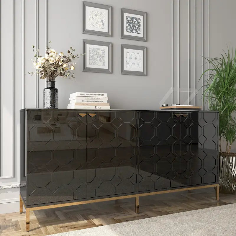 Meuble TV et buffet Clihome Storage, finition brillante