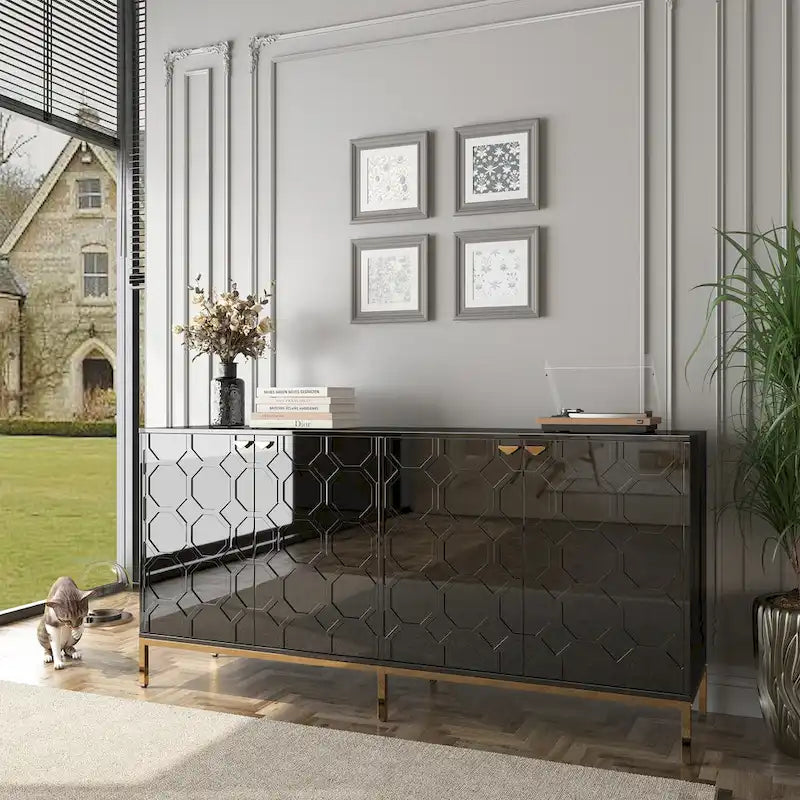 Meuble TV et buffet Clihome Storage, finition brillante