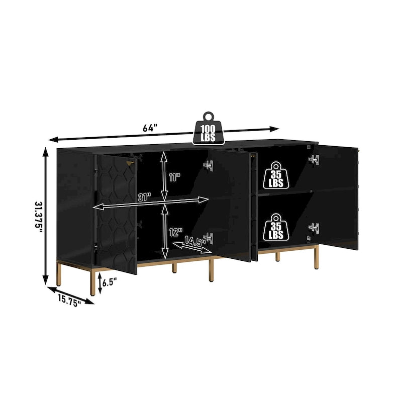 Meuble TV et buffet Clihome Storage, finition brillante