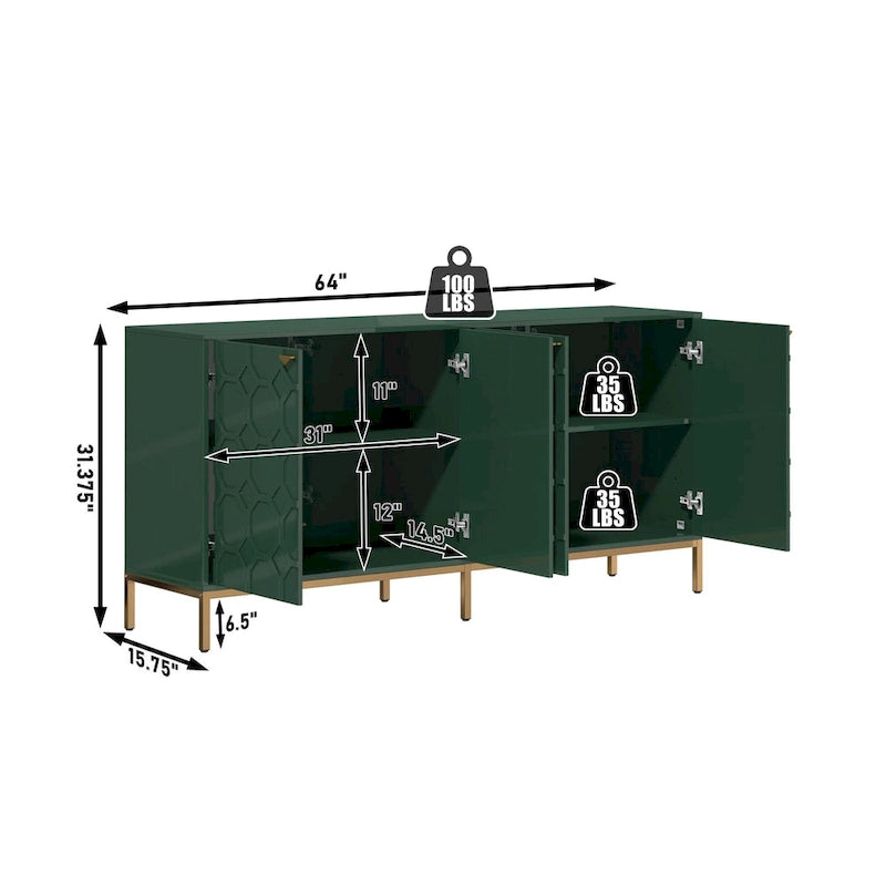 Meuble TV et buffet Clihome Storage, finition brillante