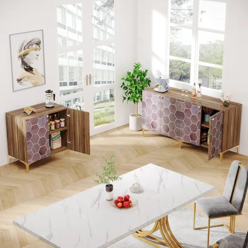 Buffet de salle à manger moderne avec rangement (lot de 2)