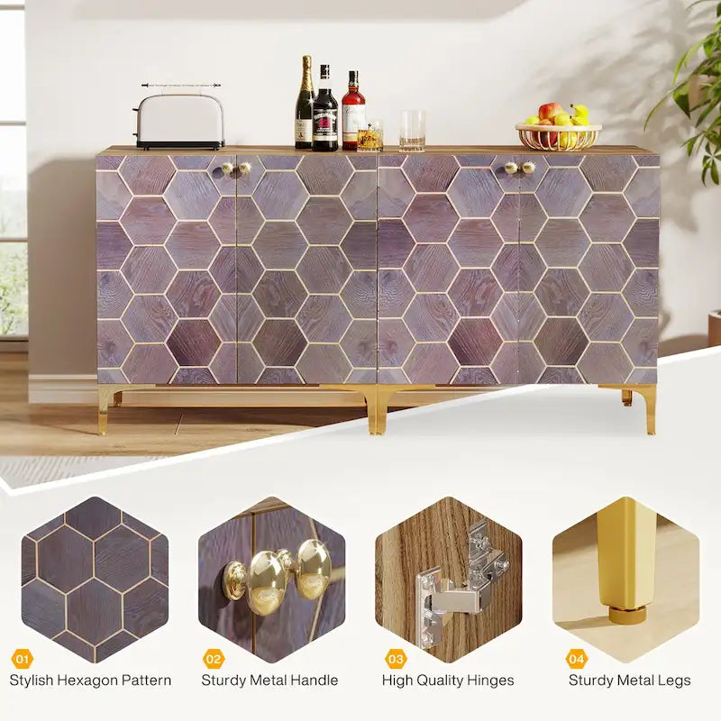 Buffet de salle à manger moderne avec rangement (lot de 2)