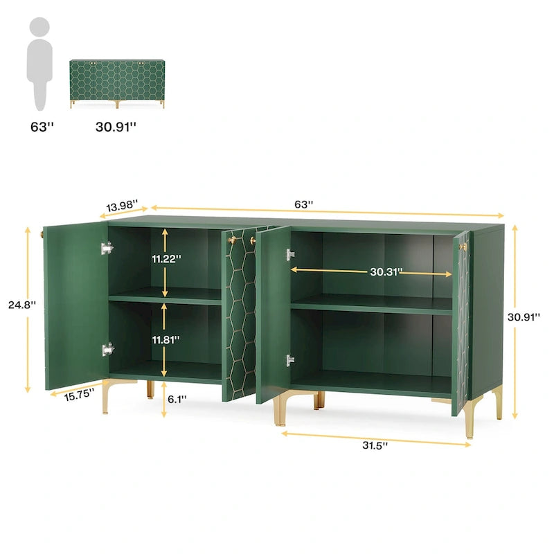 Buffet de salle à manger moderne avec rangement (lot de 2)
