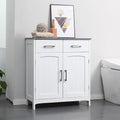 Meuble de salle de bain sur pied – Rangement pour le linge, 2 tiroirs et portes doubles