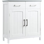 Meuble de salle de bain sur pied – Rangement pour le linge, 2 tiroirs et portes doubles