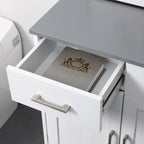 Meuble de salle de bain sur pied – Rangement pour le linge, 2 tiroirs et portes doubles