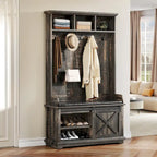Moasis Hall Tree with Shoe Bench, Coat Rack Organizer for Entryway Hallway