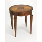 HomeRoots 24 Table d'appoint ronde en bois manufacturé frêne olive et marron moyen avec tiroir - 20