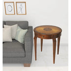 HomeRoots 24 Table d'appoint ronde en bois manufacturé frêne olive et marron moyen avec tiroir - 20