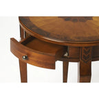 HomeRoots 24 Table d'appoint ronde en bois manufacturé frêne olive et marron moyen avec tiroir - 20