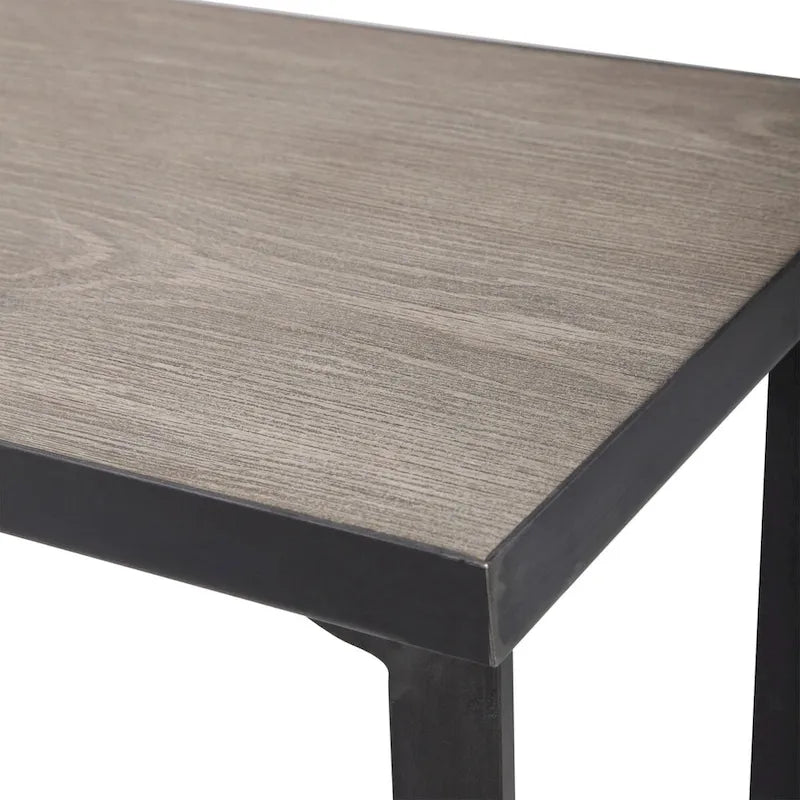 Console de style pavillon Uttermost Basuto 62 avec plateau en placage de chêne et fer forgé