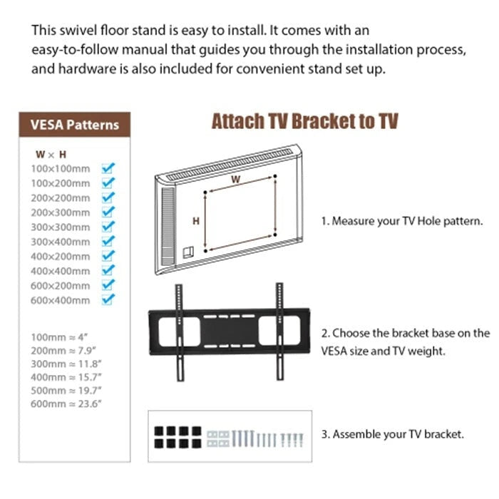 Meuble TV en bois avec verre trempé noir, centre de divertissement pivotant réglable avec support TV