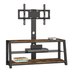 Meuble TV en bois avec verre trempé noir, centre de divertissement pivotant réglable avec support TV