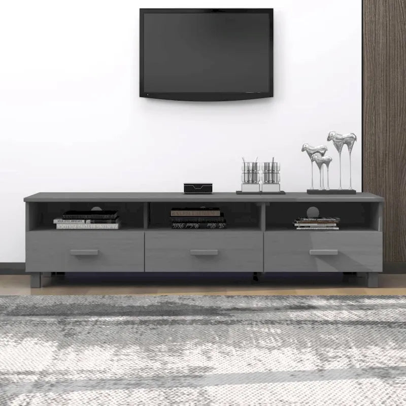 vidaXL Meuble TV Console Meuble TV Commode HAMAR en Bois de Pin Massif - 62.2x15.7x15.7