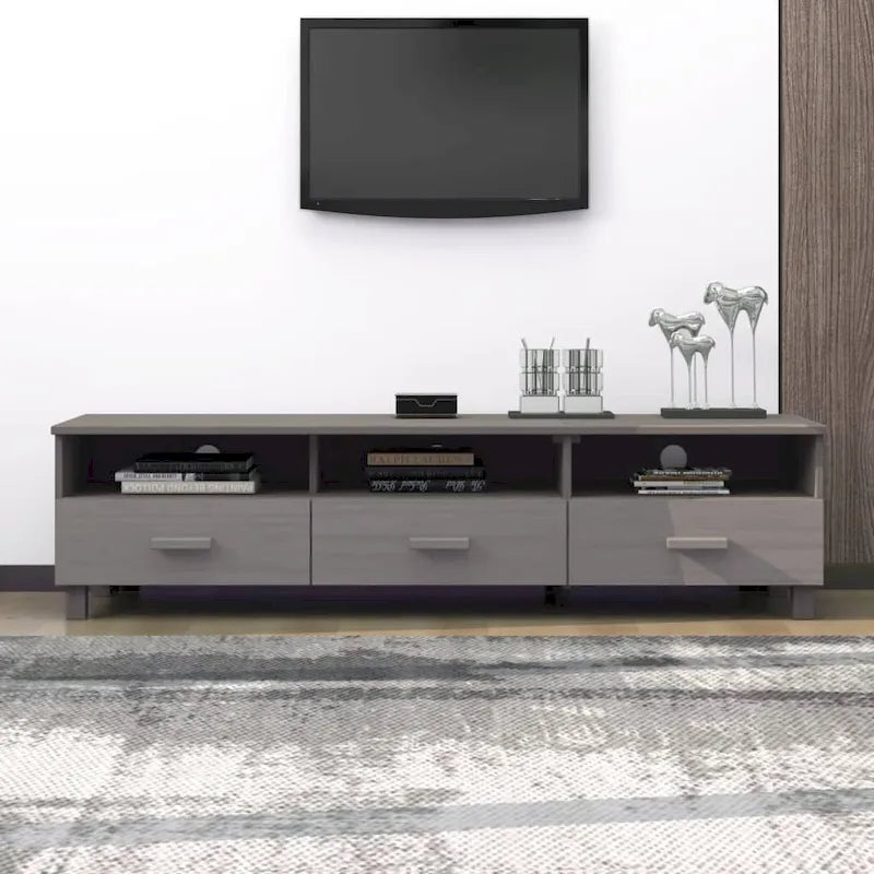 vidaXL Meuble TV Console Meuble TV Commode HAMAR en Bois de Pin Massif - 62.2x15.7x15.7