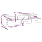 vidaXL Meuble TV Console Meuble TV Commode HAMAR en Bois de Pin Massif - 62.2x15.7x15.7