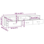 vidaXL Meuble TV Console Meuble TV Commode HAMAR en Bois de Pin Massif - 62.2x15.7x15.7
