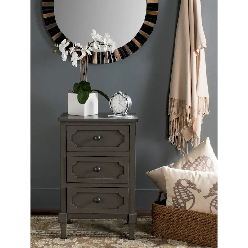 SAFAVIEH Dinah Grey 3-Drawer Storage Side Chest - 16.9 x 13.4 x 26.8 - 17Wx13Dx26H