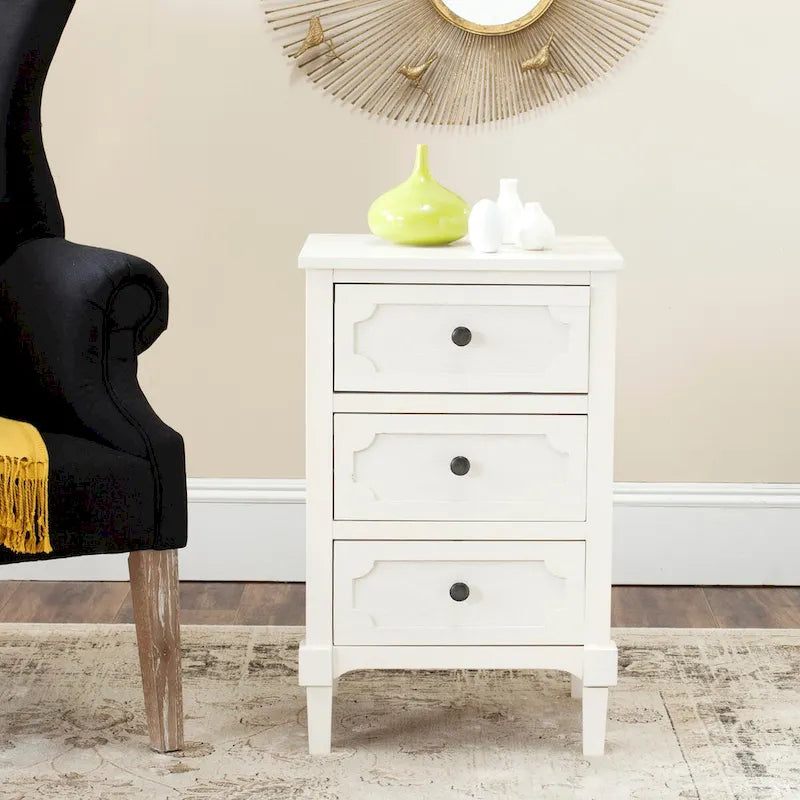 Commode latérale de rangement Dinah Grey à 3 tiroirs – 17"L x 13"P x 26"H