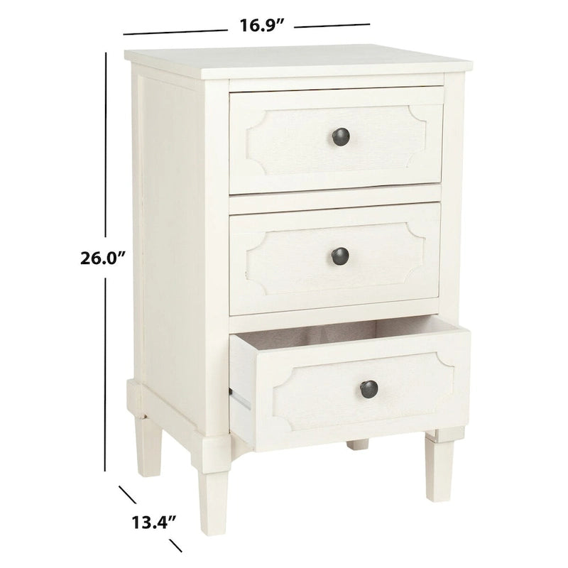 Commode latérale de rangement Dinah Grey à 3 tiroirs – 17"L x 13"P x 26"H