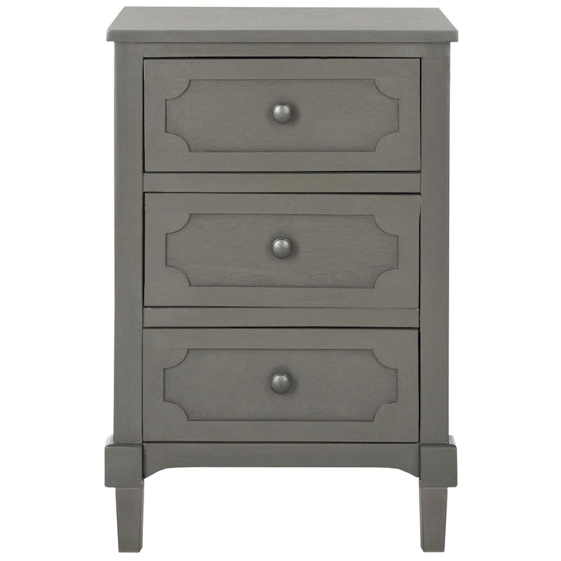 Commode latérale de rangement Dinah Grey à 3 tiroirs – 17"L x 13"P x 26"H