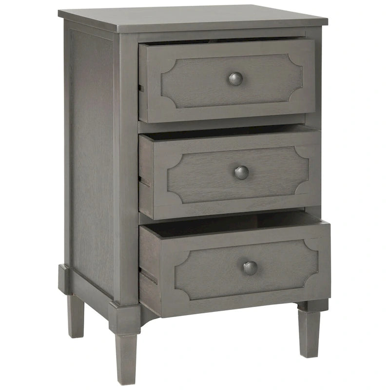 Commode latérale de rangement Dinah Grey à 3 tiroirs – 17"L x 13"P x 26"H