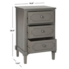 Commode latérale de rangement Dinah Grey à 3 tiroirs – 17"L x 13"P x 26"H